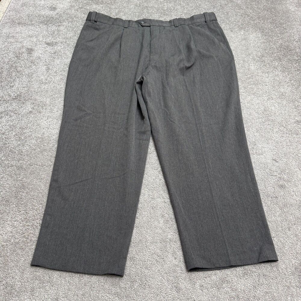 Comfort Zone Dress Pants Mens 46x29 Gray Pleated Front Elastic Waist Trousers